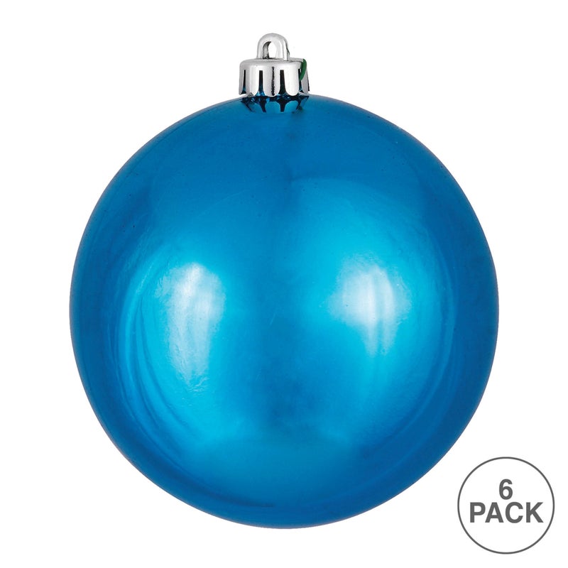 فيكرمان زخارف كروية لامعة محفورة بالأشعة فوق البنفسجية من فيكرمان، 10.16 سم، فيروزي، 6 عبوات - Image 3